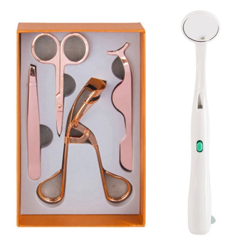 

1 Pcs LED Light Teeth Oral Mirror Super Bright Mouth Mirror & 4 Pcs Multi-Purpose Eyelash Curler for Beauty Tools