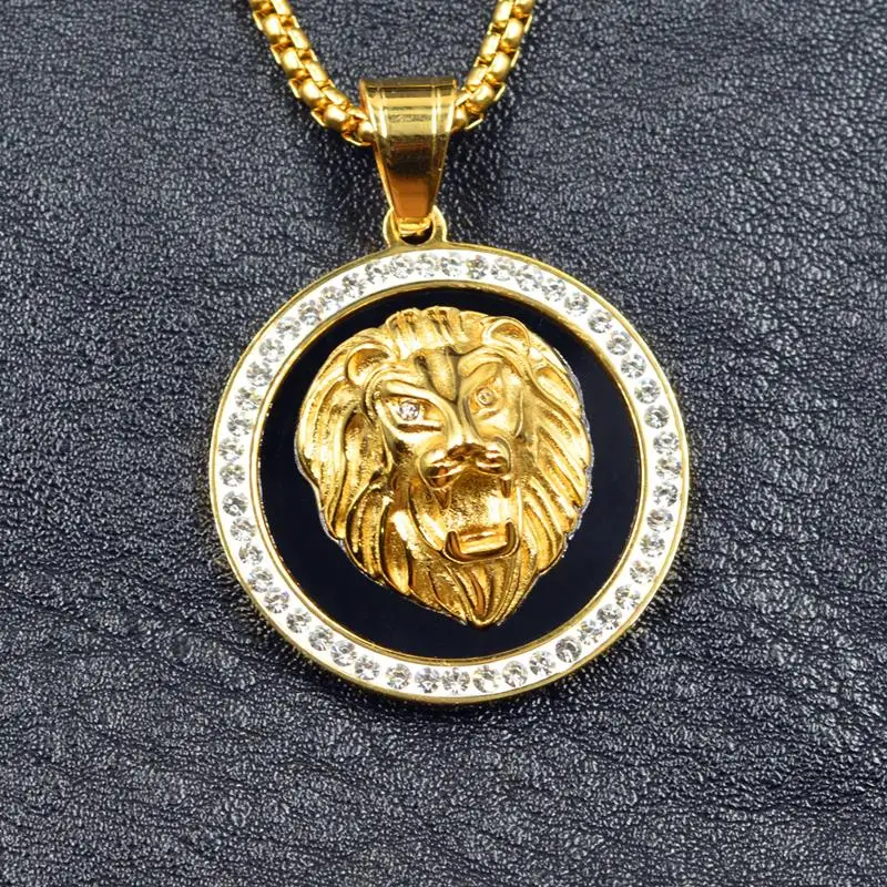 Gold Дропшиппинг, хип-хоп, Iced Out, Micro Pave, кубический циркон, голова льва, золотой цвет, подвеска, ожерелье, Шарм для мужчин, ювелирное изделие, подарок - Окраска металла: Gold