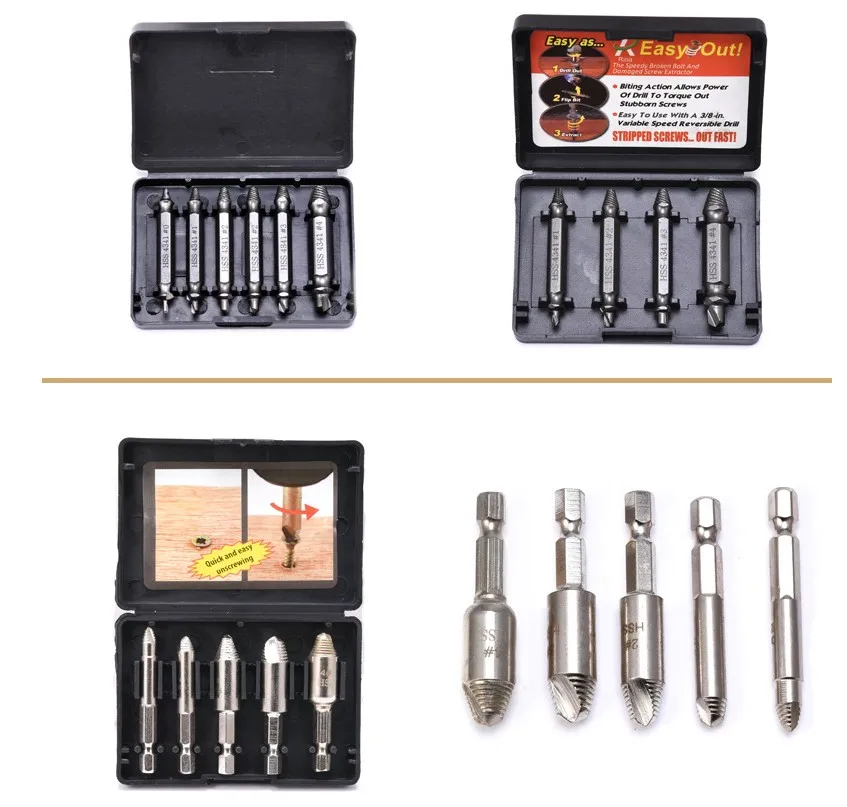 

50PCS Damaged Screw Extractor Drill Bit Set Stripped Broken Screw Bolt Remover Extractor Take Out Demolition Tools 4/5/6Pcs