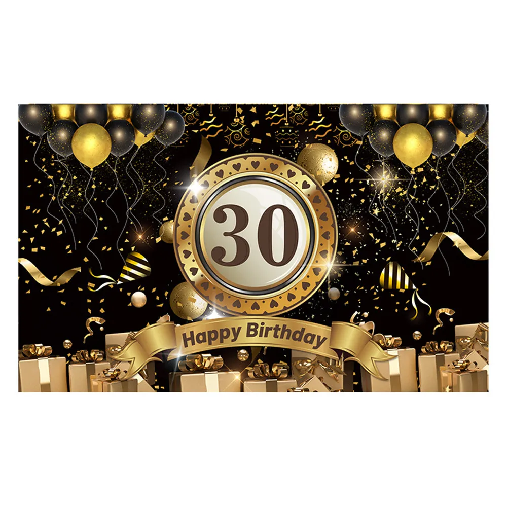30th 40th 50th с днем рождения фон баннер на день черного и золотого цвета фото плакат