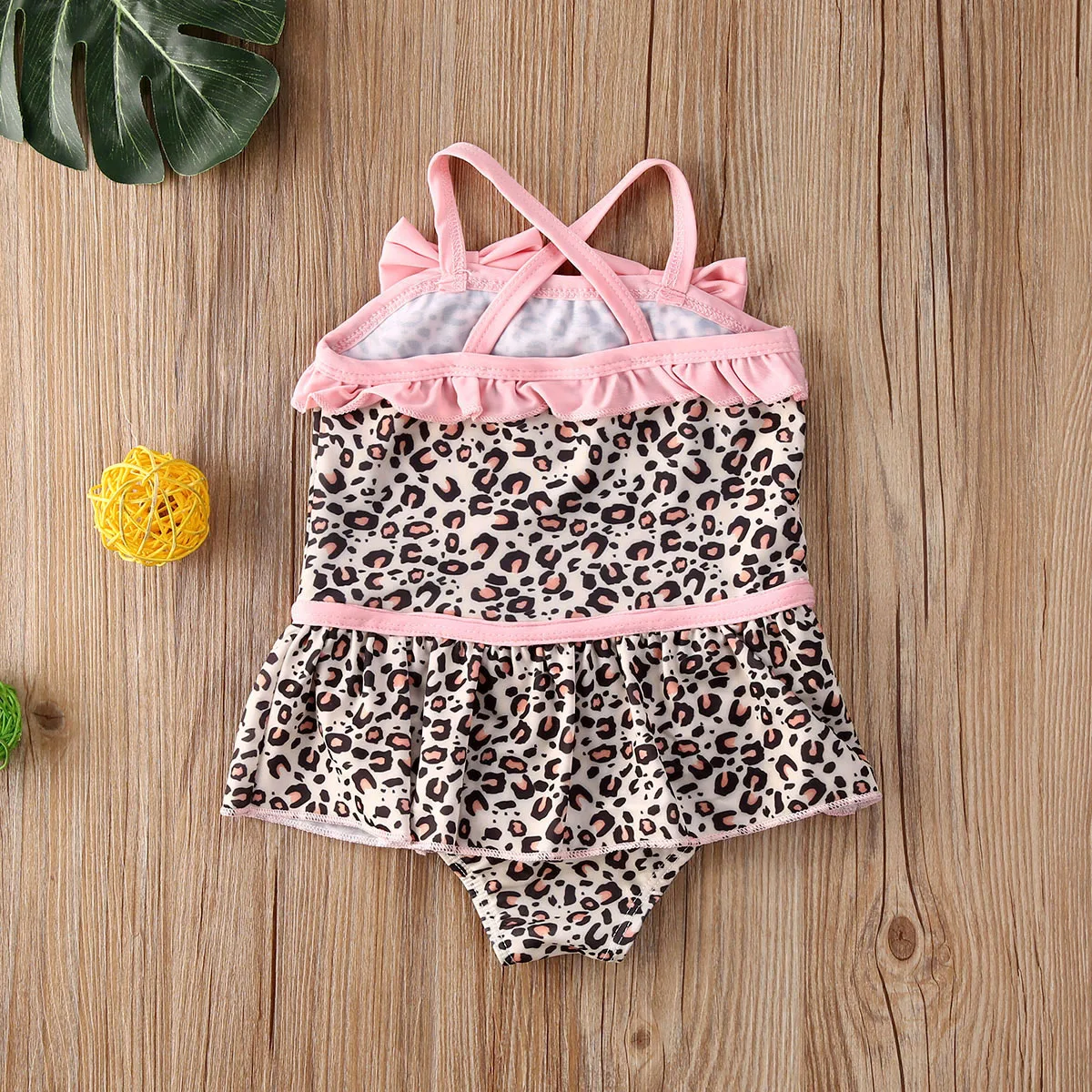 От 1 до 5 лет Леопардовый купальник для маленьких девочек бикини с оборками без