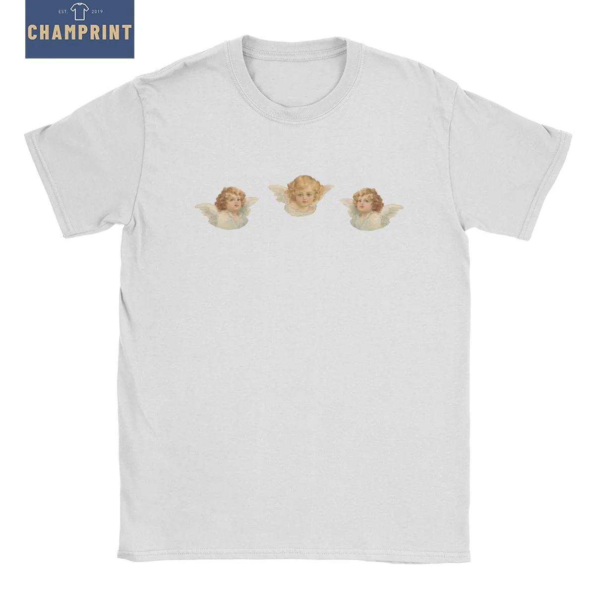 

Angel Three Cherubs T-Shirt for Men Kawaii Vintage 100% Cotton Tees Crew Neck Short Sleeve T Shirts Original Clothes