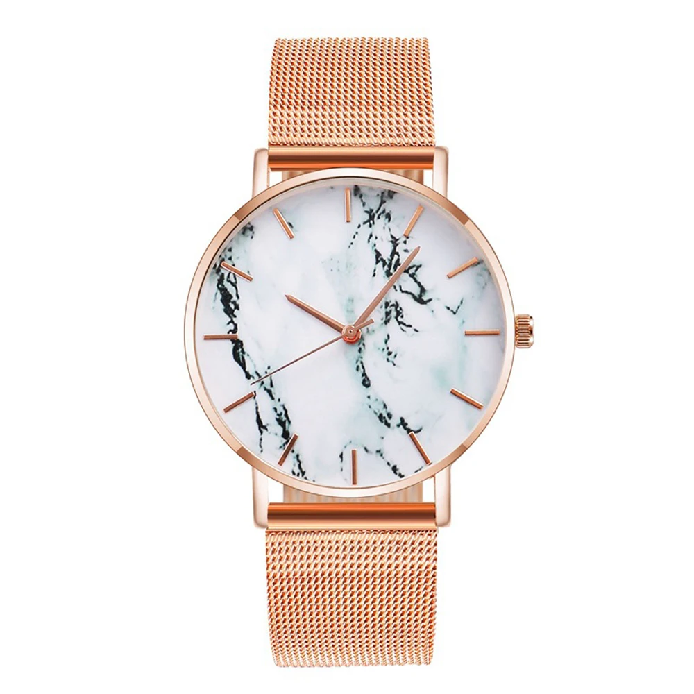 

Fashion Rose Gold Mesh Band Creative Marble Female Wrist Watch Luxury Women Quartz Watches Gifts Relogio Feminino Drop Shipping