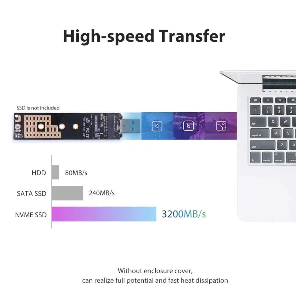 Переходник NVME на USB SSD 3 1 тип A адаптер для жестких дисков алюминиевый сплав 10