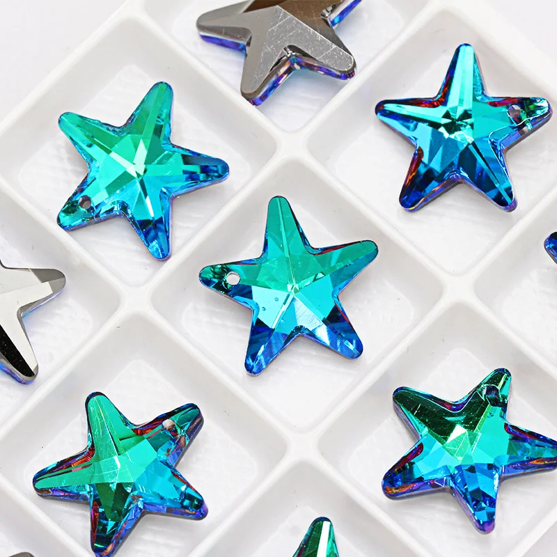 20 мм изящная пятиконечная звезда Подвеска Стразы с кристаллами голубая