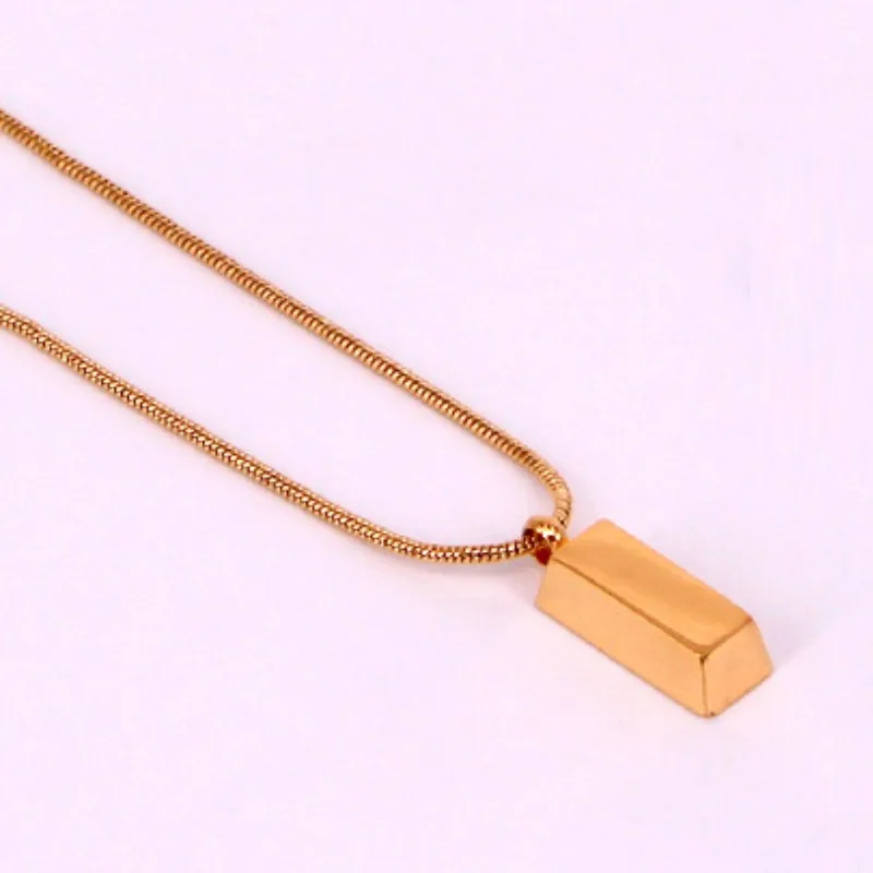 Персонализированное ожерелье с мини кулоном в виде золотого стержня для девушек