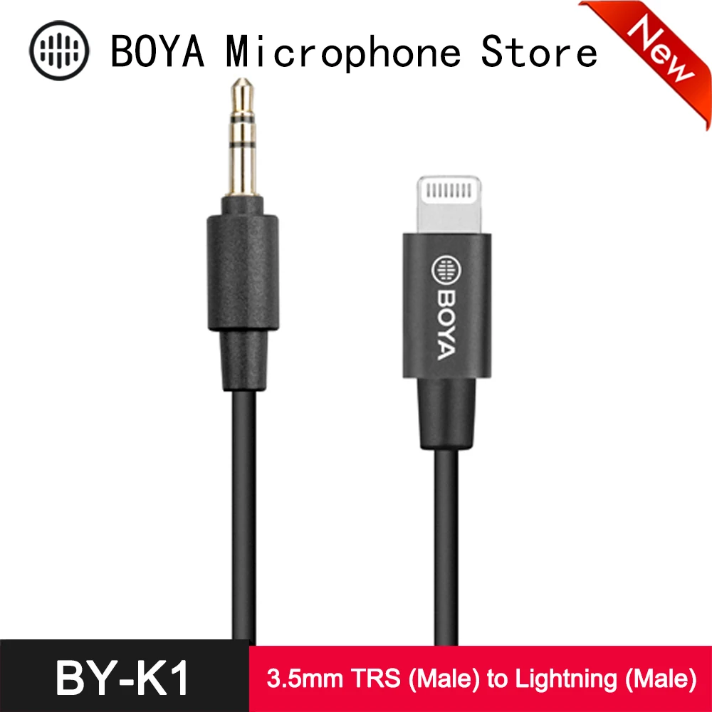 Кабель-адаптер BOYA BY-K1 для iPhone 11 Pro Xs Max Xr 8 Plus Переходник 3 5 мм с разъемом TRS