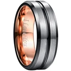 Обручальное кольцо для мужчин и женщин, обручальное кольцо из вольфрамовой стали с матовой поверхностью, с внутренним покрытием из розового золота с конической поверхностью