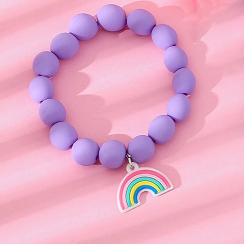 

Children Bracelet Wholesale Rainbow Candy Cute Pendant Friendship Bracelets Candy Colored Arylic Beaded Brangle Christmas Gifts