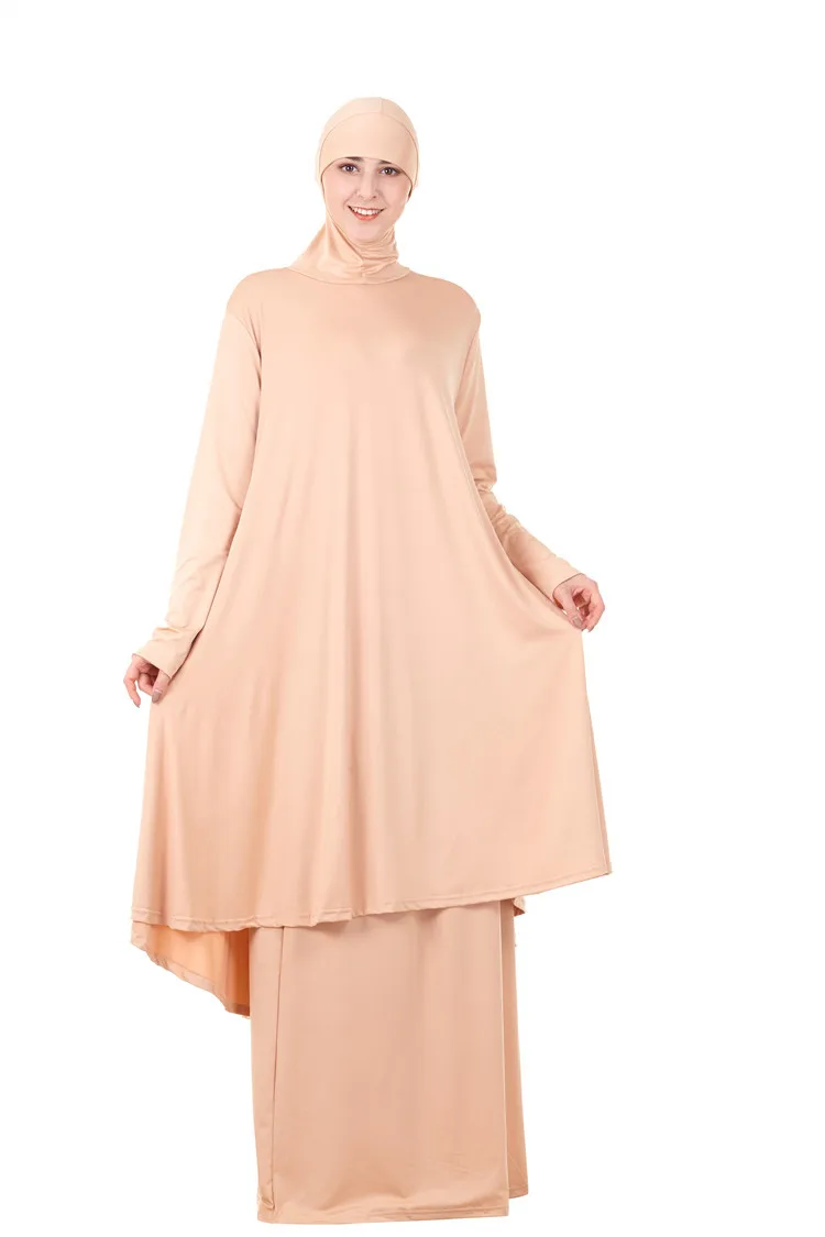 Мусульманский Женский Топ с длинным рукавом и капюшоном юбка абайя из двух