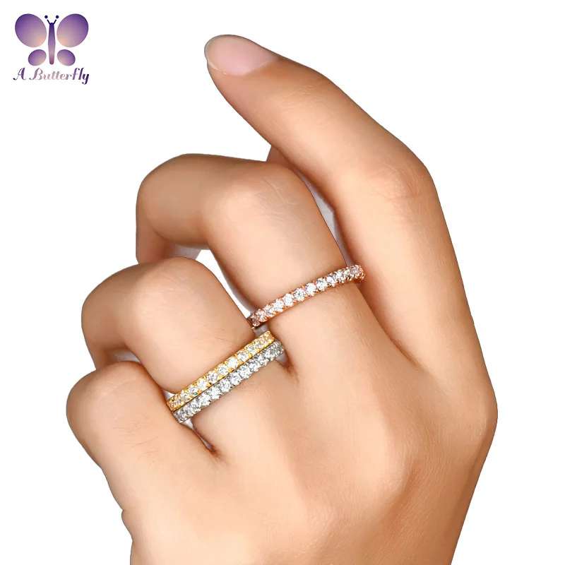 

100% 925 Sterling Silver Eternity Ring Women's Engagement SONA Stone Wedding Fine Jewelry Quality Guarantee