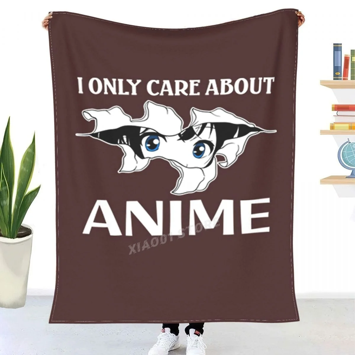 

Anime Girl I Only Care About Anime Anime Eyes Throw Blanket Sherpa Blanket Bedding soft Blankets