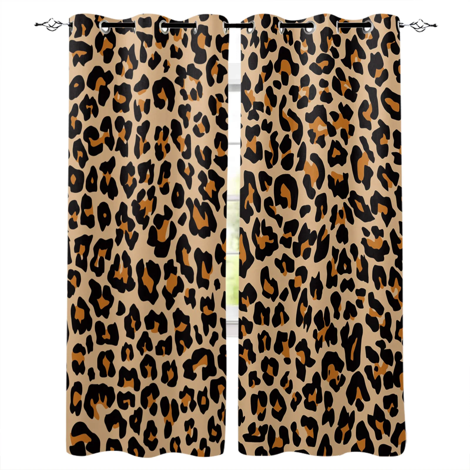 

Leopard Print Cheetah Art Pattern Windows Curtains For Living Room Bedroom Decorative Kitchen Curtains Drapes Treatments