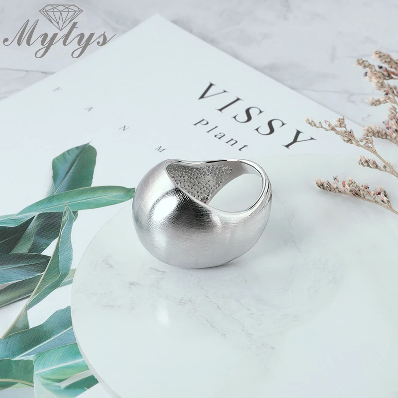 Mytys унисекс массивное кольцо белое золото с широкой оправой бесплатная доставка