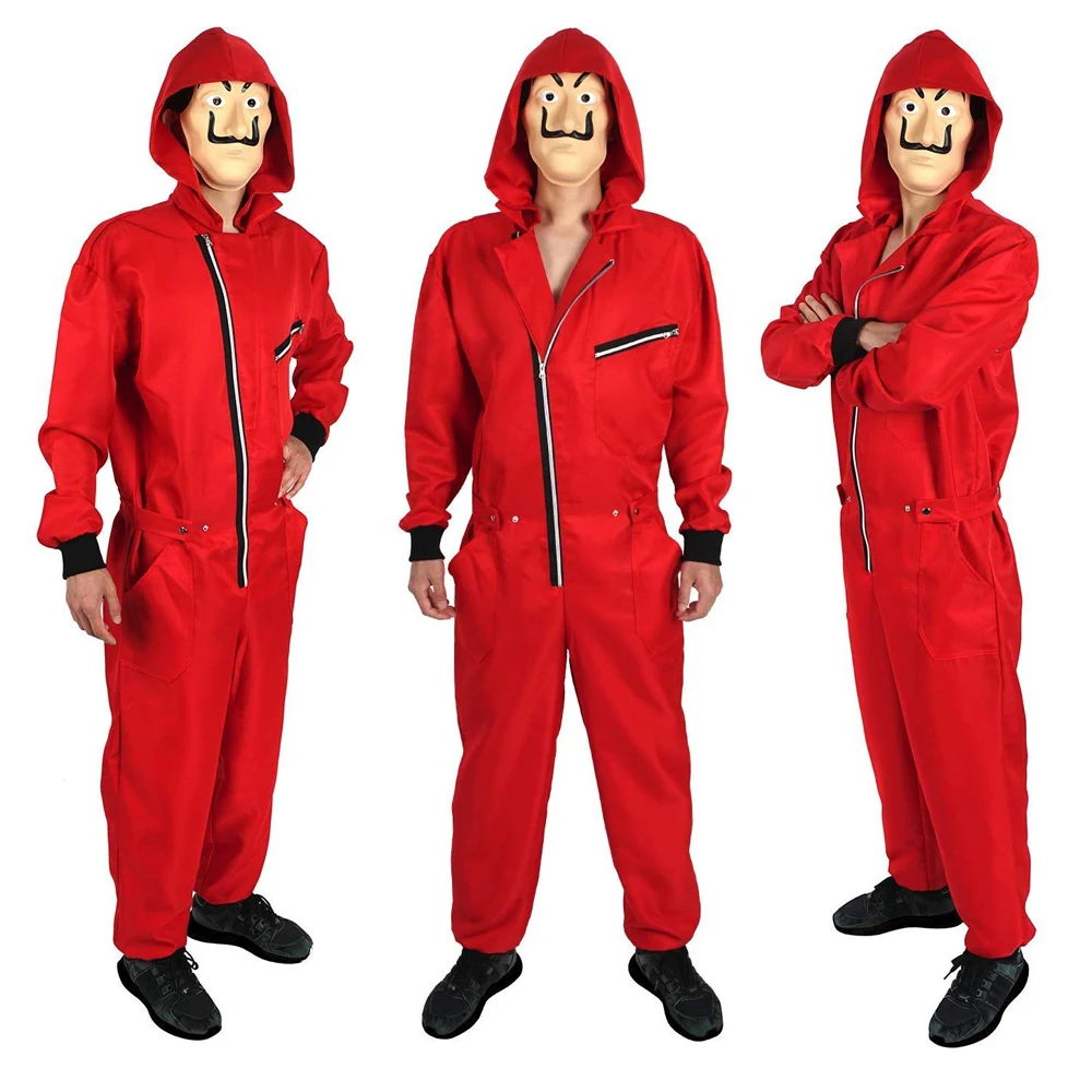 halloween costume cosplay salvador dali jumpsuit the house of paper season 5 costume with mask euro size free global shipping
