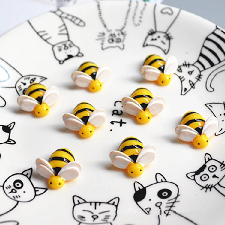 10 шт./лот Kawaii Bee миниатюрные фигурки животных с плоским основанием кабошон