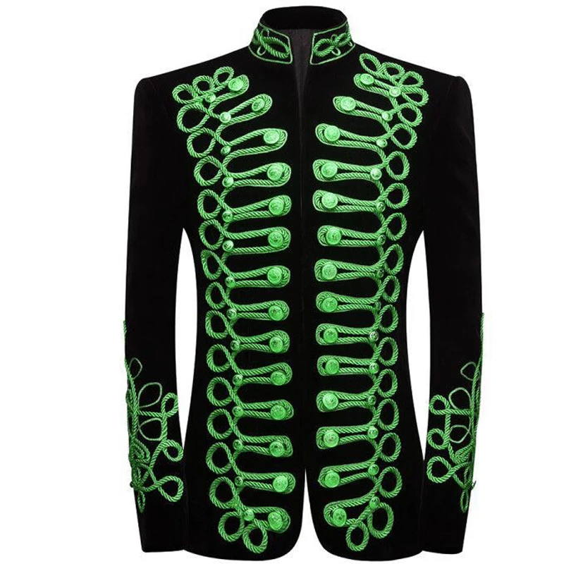 

Embroidery Blazers Jacket Stage Party Wedding Performance Mens Suit Jackets Dress Velvet Slim Luxury England Style Men Clothing