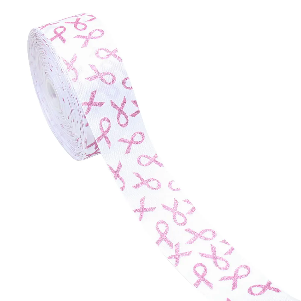 

75mm Grosgrain Ribbon Pink Glitter Printed Ribbons For AIDs Decor Crafts DIY Hair Accessories Gifts Wrapping Materials 2Yards