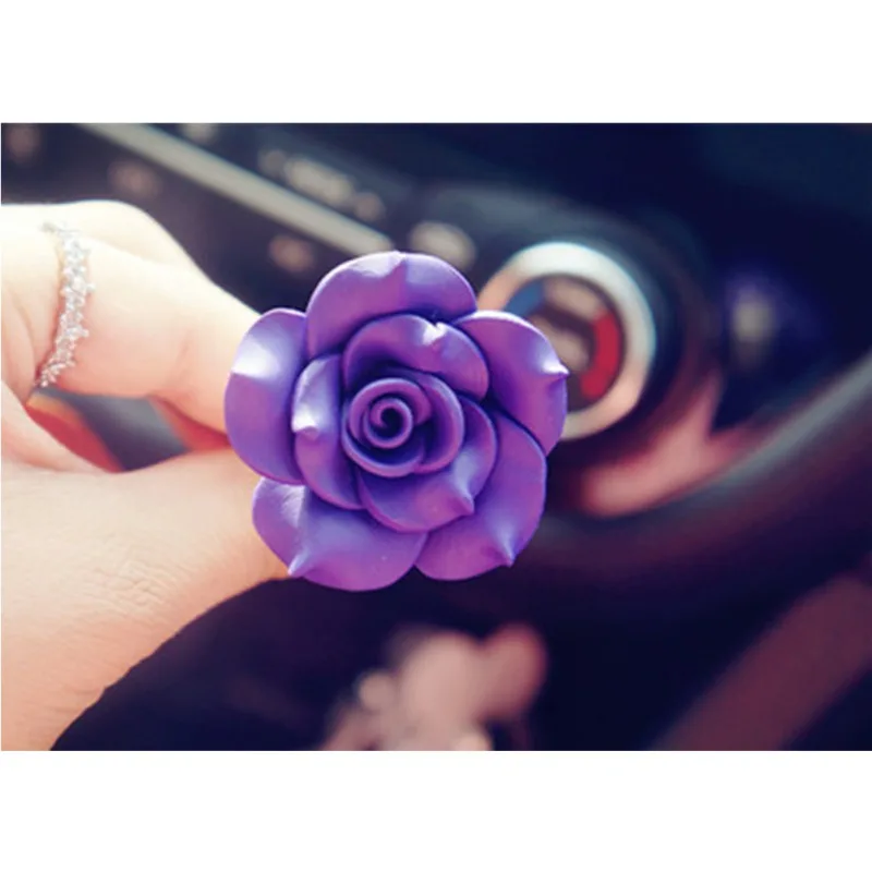 Dark purple Автомобильный ароматизатор с зажимом из мягкой керамики, Цветочный декор, освежитель воздуха, автомобильный Кондиционер, Одноцветный Ароматический диффузор - Название цвета: Dark purple