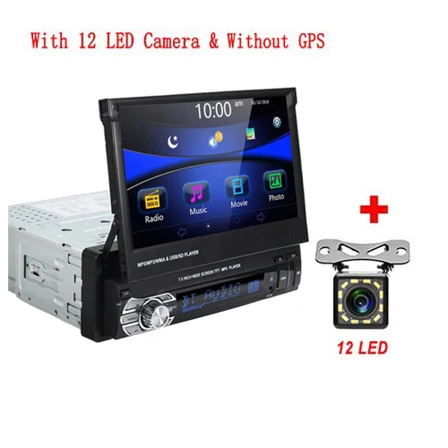 Without GPS12LED Cam Hikity Podofo 1din Автомагнитола MP5 плеер gps навигация Мультимедиа Аудио Стерео Bluetooth " HD Выдвижная Авторадио камера - Цвет: Without GPS12LED Cam
