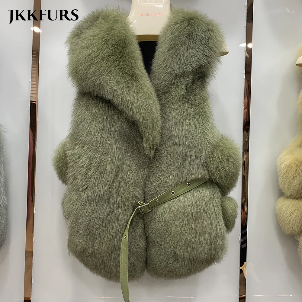 

Women's Real Fox Fur Vest 2020 New Winter Fashion Fluffy Fur Gilet Female Winter Warm Waistcoat Luxury Natural Fur S7877