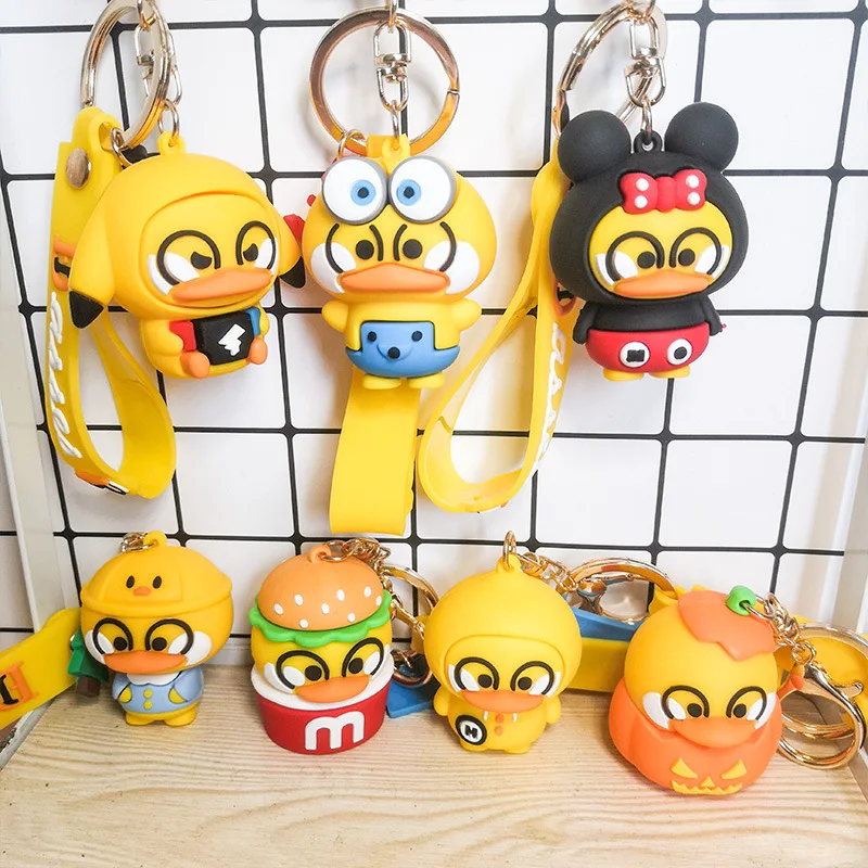 

Creative Lovely Yellow Duck Keychain Personality Doll Backpack Pendant Bag Decoration Car Keys Accessories Keyring Hot Sale Gift