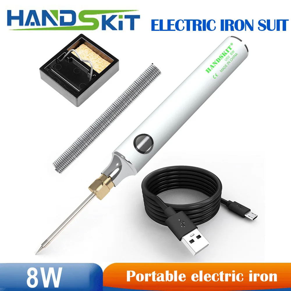 

handskit Soldering Iron 5V 8W USB Charging Adjustable Temperature Electric Soldering Iron Kit with Soldering station Solder Wire