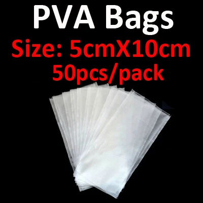 5x10cm 50pcs Быстро растворимые без остатка ПВА мешок-веревка-сетка для инкапсулирования Boilies Groundbait - Цвет: 5x10cm 50pcs