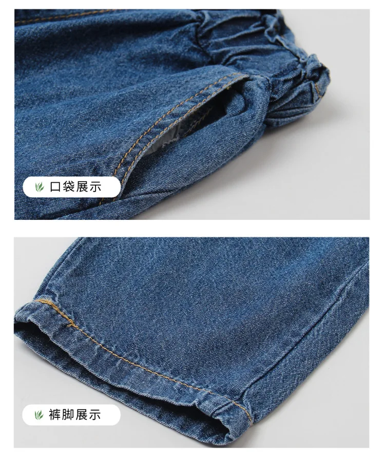 

2PCS WLG Girls Boutique Outfits Spring Denim Blue Lace Long Sleeve Shirt and Jean Set Baby Girl Casual Clothes for 2-6T