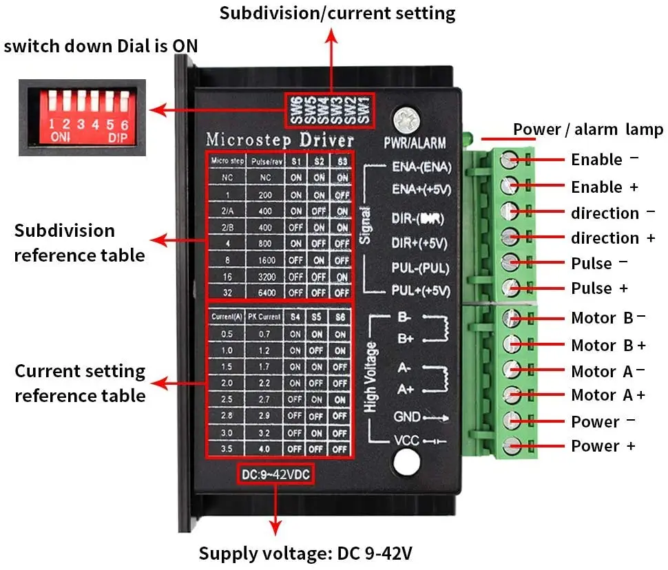 Nema 17 шаговый двигатель + Драйвер шагового двигателя Модернизированный TB6600 4A 9-42V