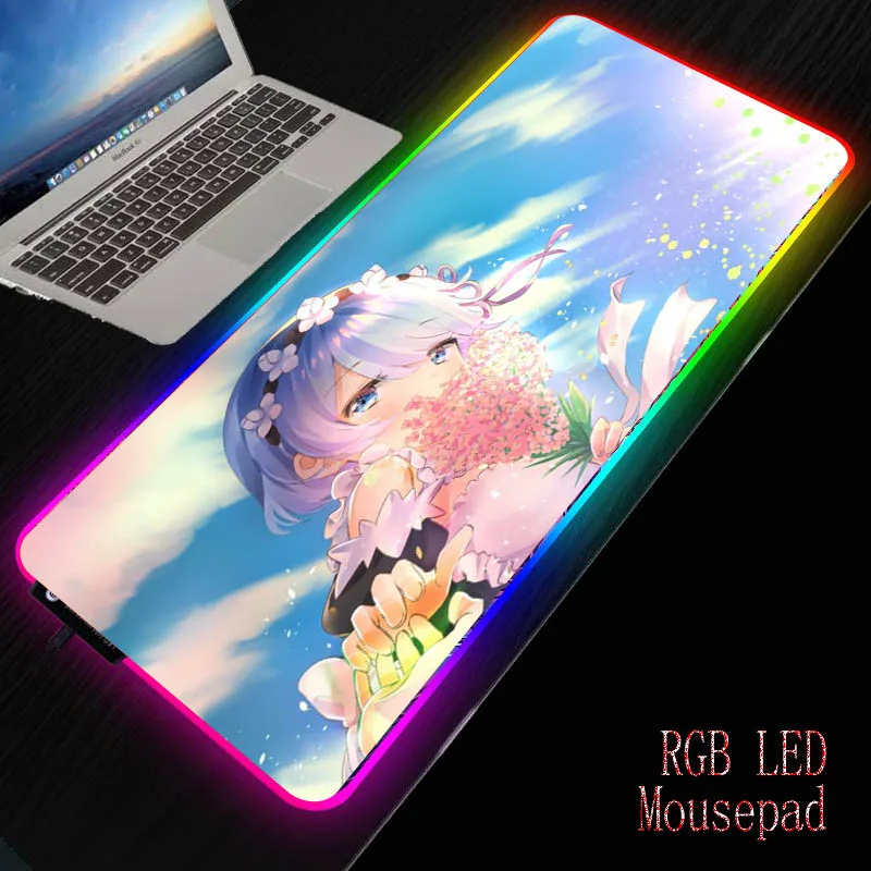 

Большой игровой коврик для мыши Mairuige Re Zero Rem RGB, светодиодный компьютерный коврик для мыши, большой коврик для мыши с подсветкой для клавиату...