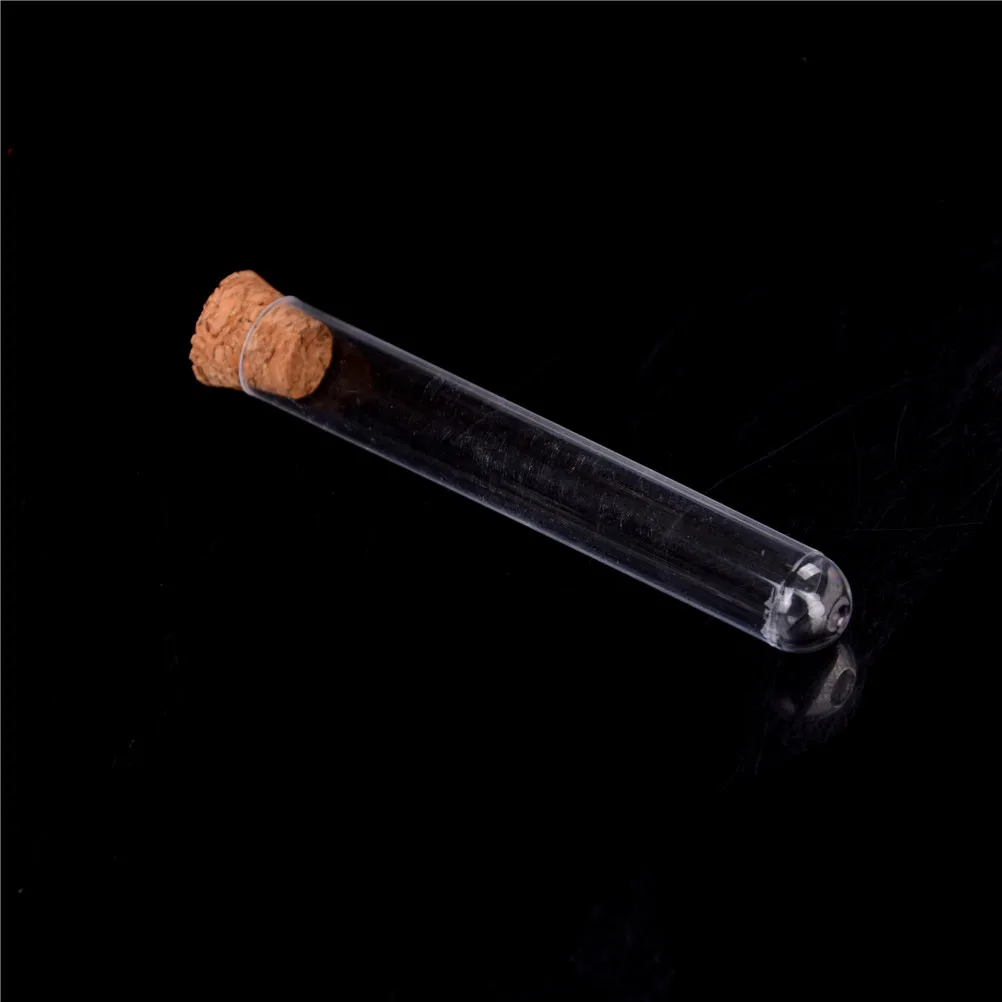 

10pcs 15*150mm Plastic Test Tube With Cork Cap 20ml Clear Lab Experiment Favor Gift Tube refillable Bottle