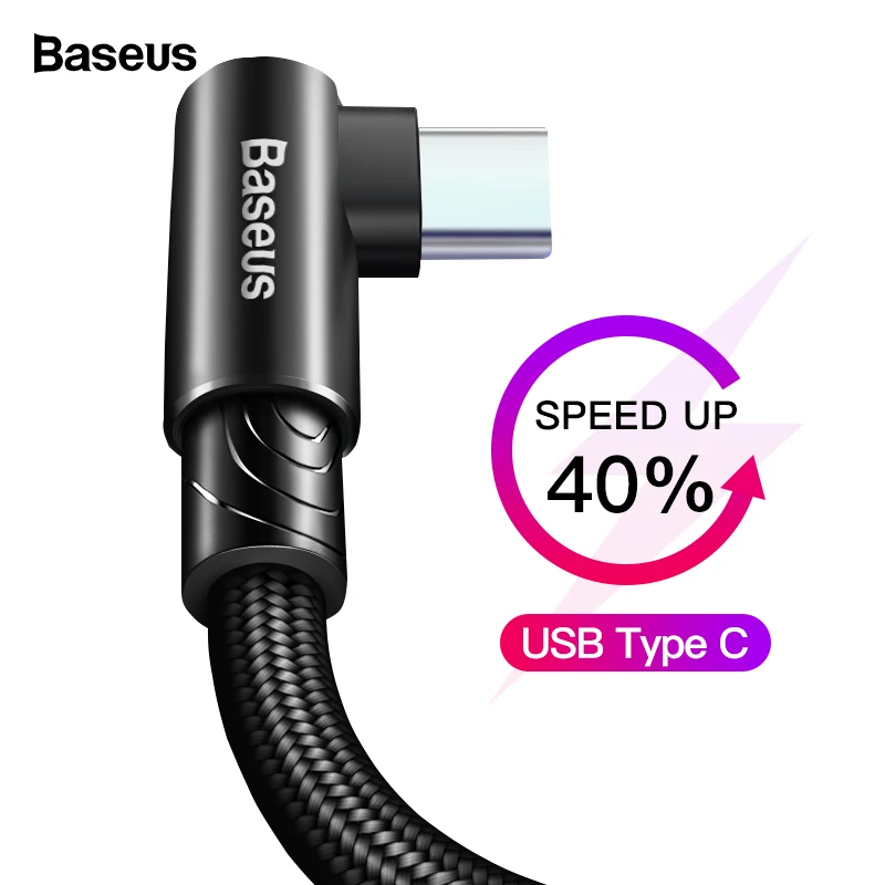 Baseus кабель usb type C 90 градусов для xiaomi redmi k20 pro USB C кабель для зарядки мобильного телефона для oneplus 7 pro Кабель type-C