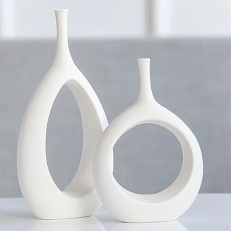 

Современная Минималистичная белая керамическая ваза, настольные украшения, креативный Декор для дома, настольное украшение, художественны...
