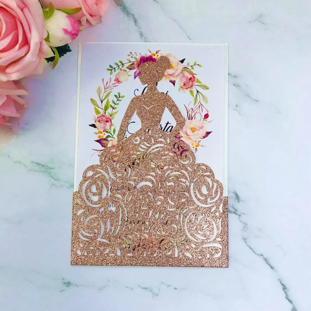 10X корона с лазерной резкой свадебные пригласительные открытки 4 дня рождения