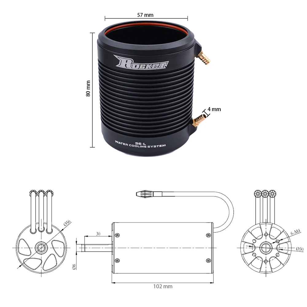 Ракета 56102 600KV 6300W бесщеточный мотор w/ 56-L набор водяного охлаждения для доски
