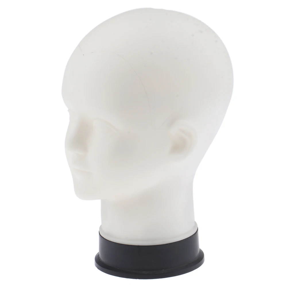 

11" Tall Male Bald Mannequin Head, Durable PVC Material White