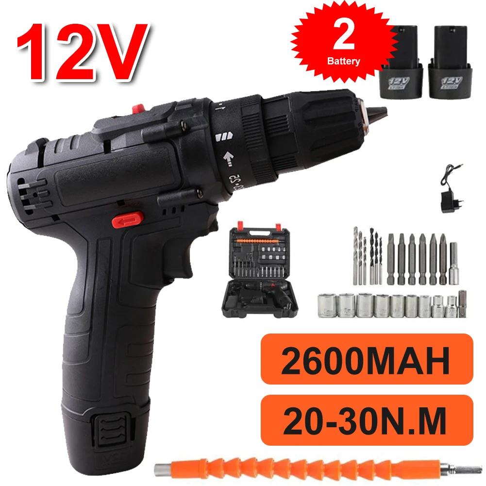 

Аккумуляторная мини-дрель, 12 В, 100 Вт, литий-ионный аккумулятор 1300 мАч