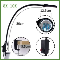 black white desk clip on magnifying glass lamp lighted illuminated optical magnifier for pcb inspection beauty dentistry 8x 10x