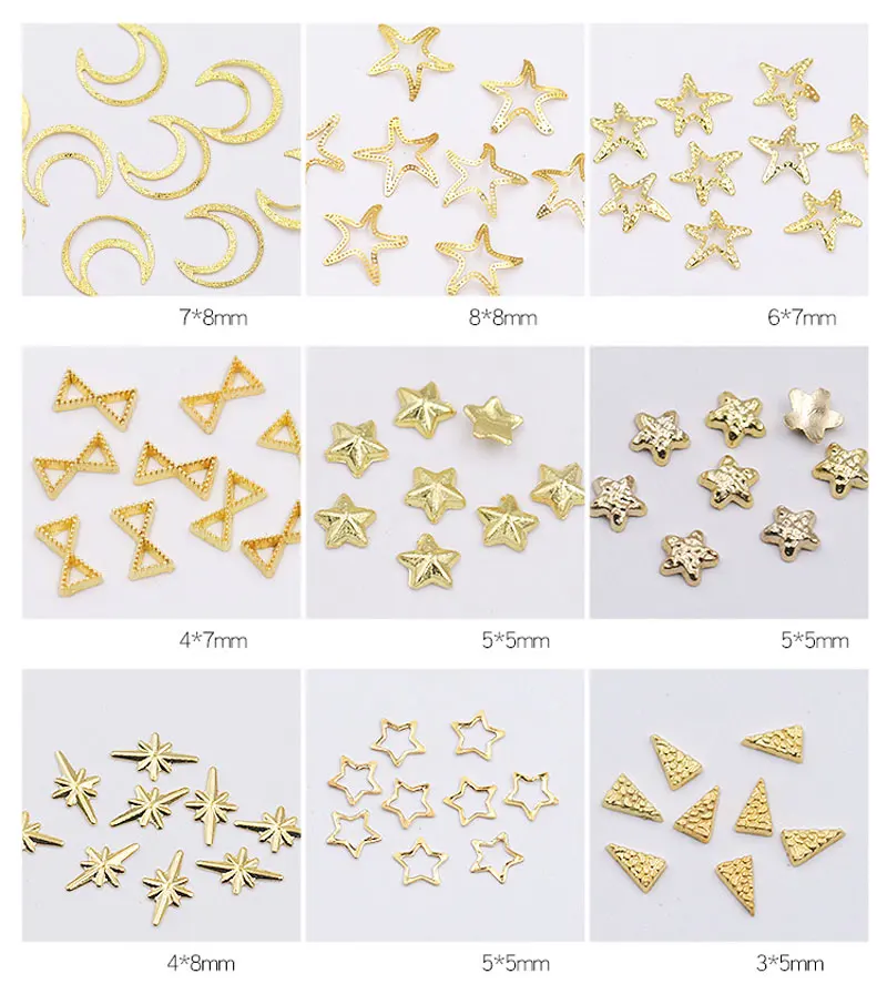 1 коробка для макияжа ногтей 3d золотая металлическая звезда наклейки дизайна