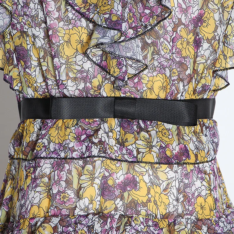 Женское винтажное платье с оборками облегающее макси без рукавов многоярусным