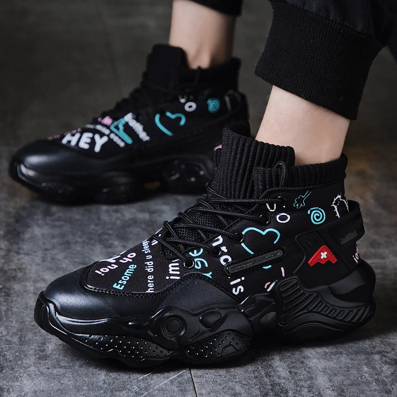 

Summer Autumn Hip Hop High Top Platform Sock Sneakers Men Streetwear Dancing Shoes Men Sports Tenis Basket Chunky Sneakers