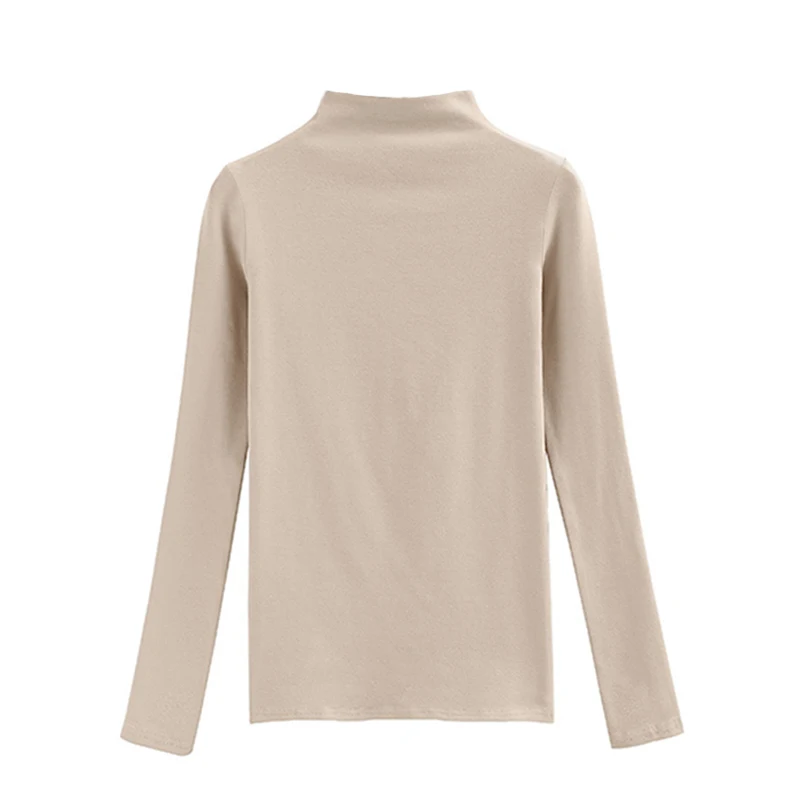 outstanding 2019 New Velvet Semi-High Collar Long Sleeve Jacket in Autumn and Winter long sleeve shirt women tshirt shirts | Женская