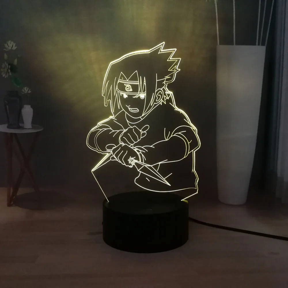 Наруто 3D настольная лампа Uzumaki USB пульт дистанционного управления светодиодный