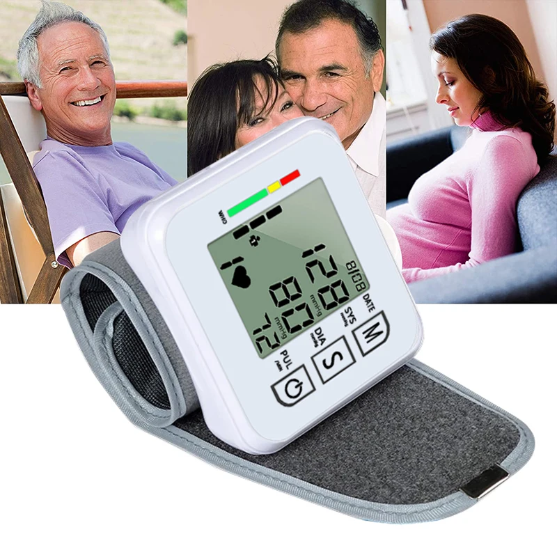 

Digital Wrist Automatic Blood Pressure Monitor Sphygmomanometer Tonometer Tensiometer Heart Rate Pulse Meter BP Monitor