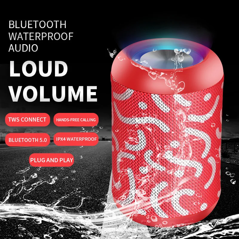 

XD300 Cylindrical Fabric Wireless Bluetooth Speaker, Outdoor Portable Subwoofer, Support Card Playback, AUX Audio Input