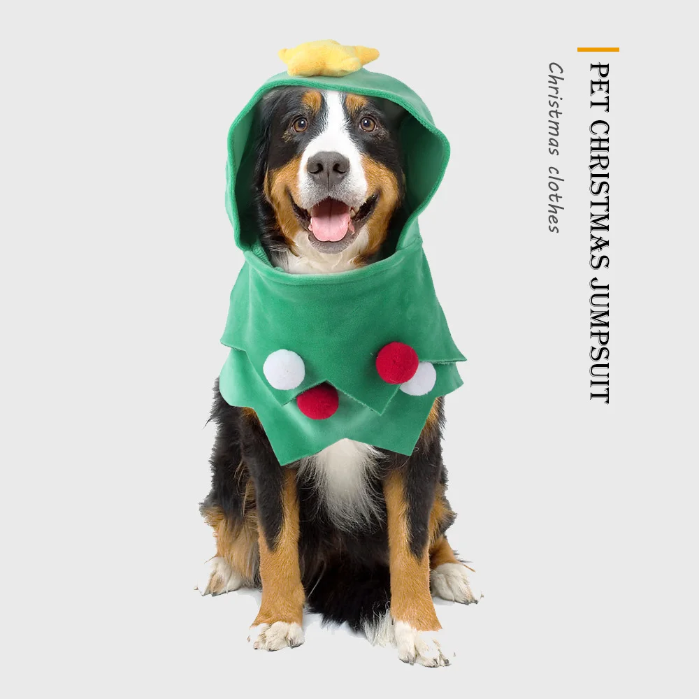

Pet christmas dog clothes for small dogs boy Onesies Creative Christmas Tree Shape puppy Clothes Hat Dog Pet Clothing coat red