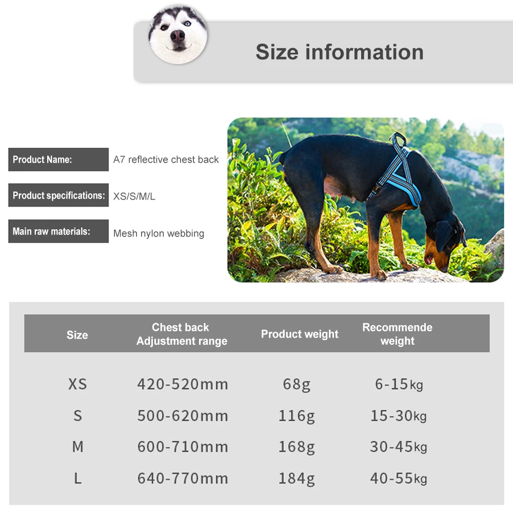 Nylon Heavy Dog Pet Harness Collar Adjustable Reflective Security Big Large Medium Small Harnesses Vest Dogs Supplies | Дом и сад