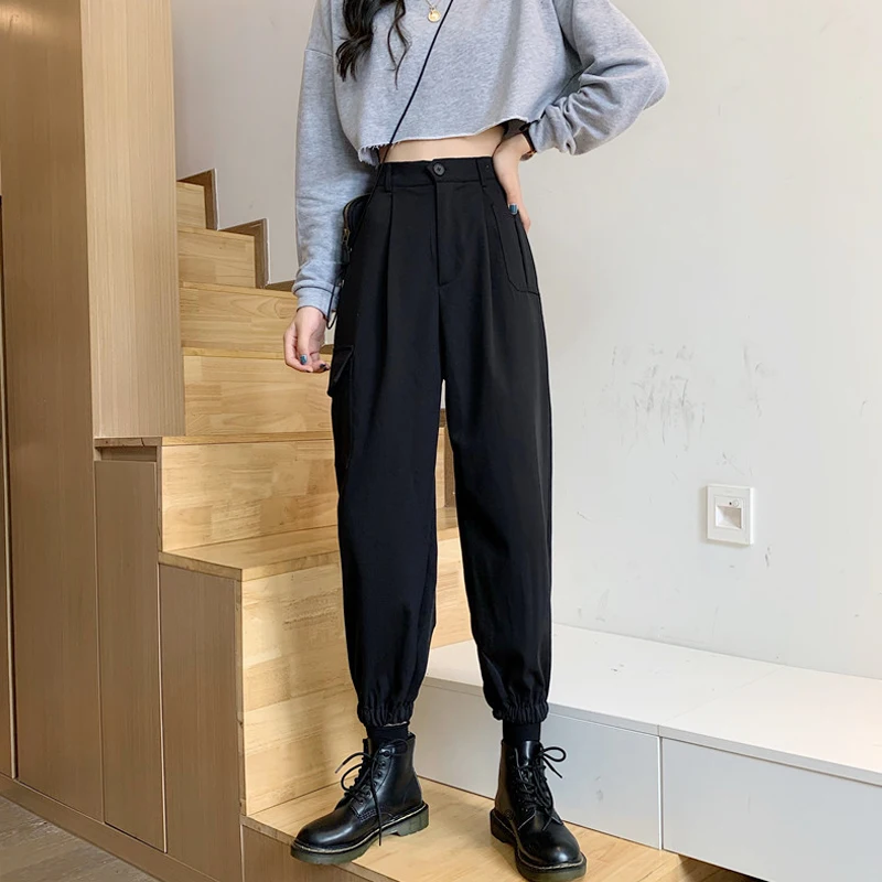 Брюки-карго Женские однотонные модные дизайнерские брюки до щиколотки