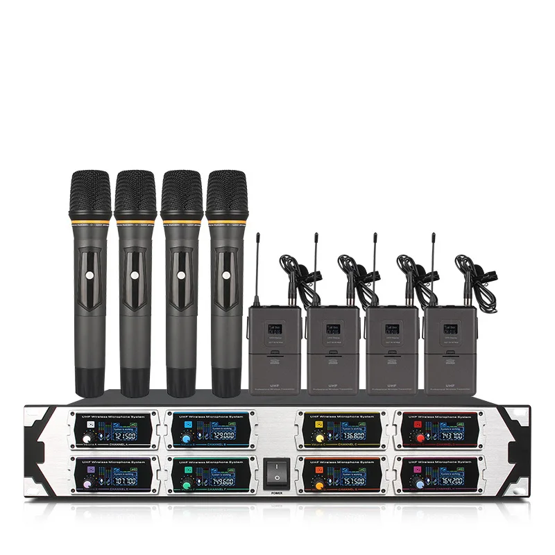 구매 전문 무선 마이크 시리즈 8 채널 8 헤드셋 마이크, 무대 교회 학교 공연